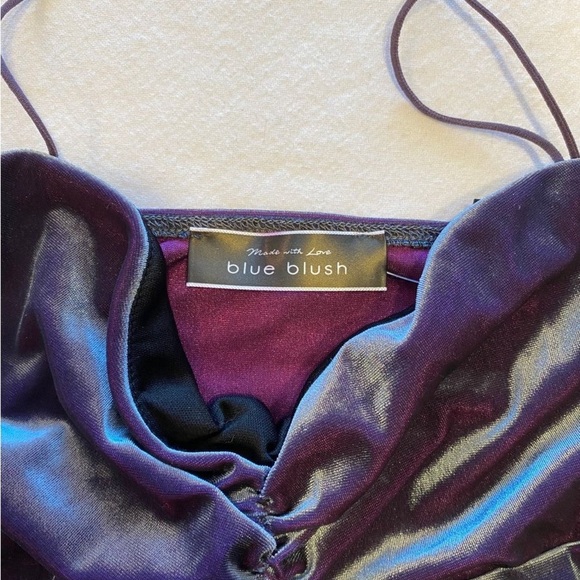 Blue Blush Velvet Crop Top - Picture 5 of 8